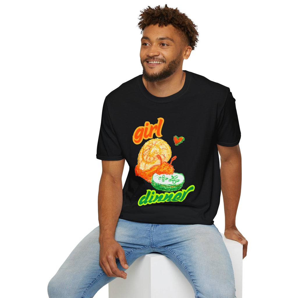 Girl Dinner T‑Shirt — Cute Retro Snail and Cucumber Graphic Tee