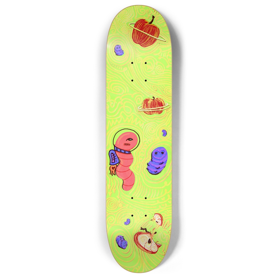 Astroworm Standard Skateboard Deck – Hand-Illustrated Space Critters 8"x32"