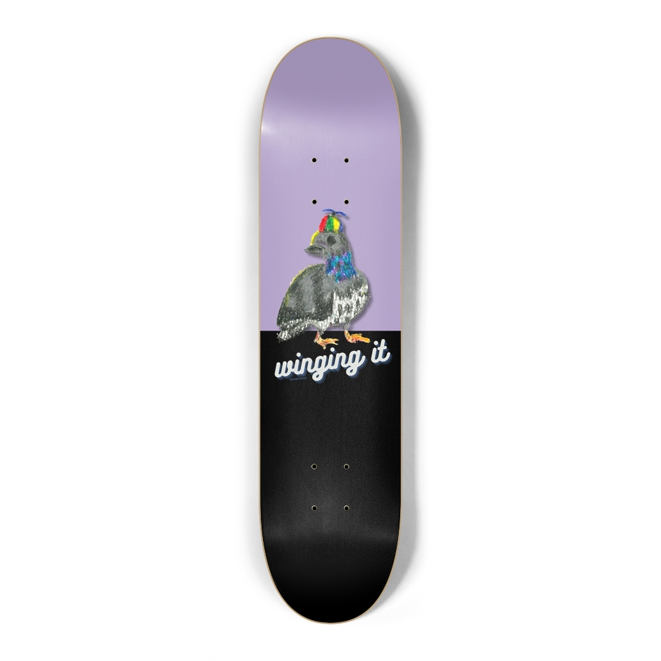 Winging it Pigeon Colorful Pinwheel Hat Cute Purple Skateboard Mini/Kids