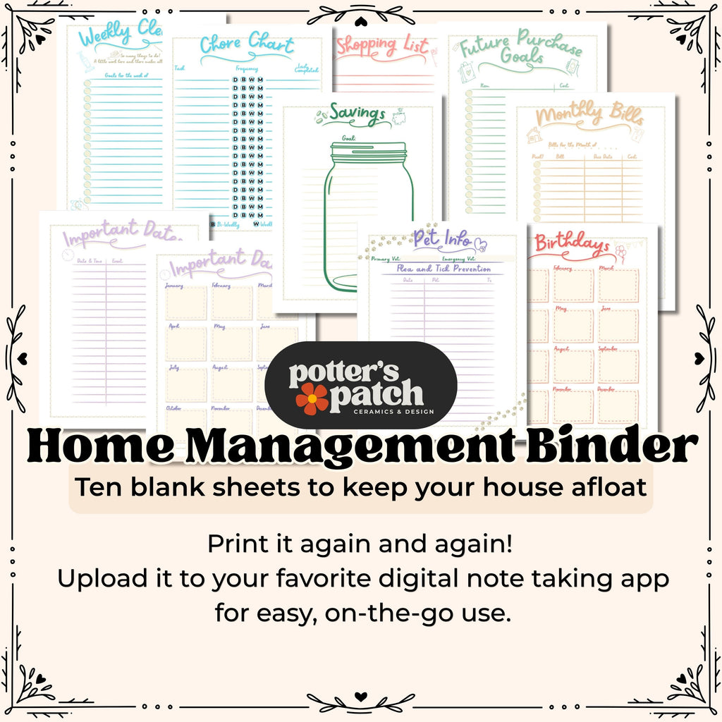 Printable Home Management Binder – 10-Page PDF Planner