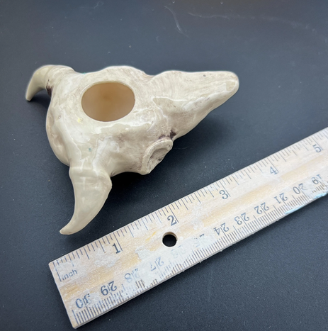 Handmade Ceramic Bison Skull | Miniature Tabletop Decor