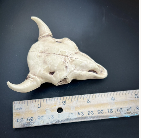 Handmade Ceramic Bison Skull | Miniature Tabletop Decor